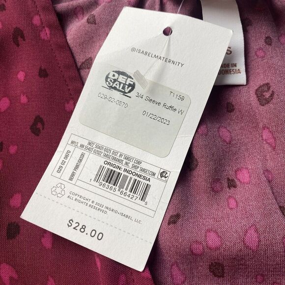 Ingrid & Isabel Maternity‎ 3/4 Sleeve Ruffle Waist Woven Top Size XS - Picture 13 of 16